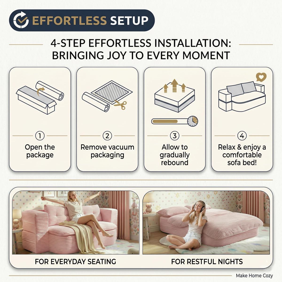 78.7" Pink Memory Foam Futon Sofa Bed D205703