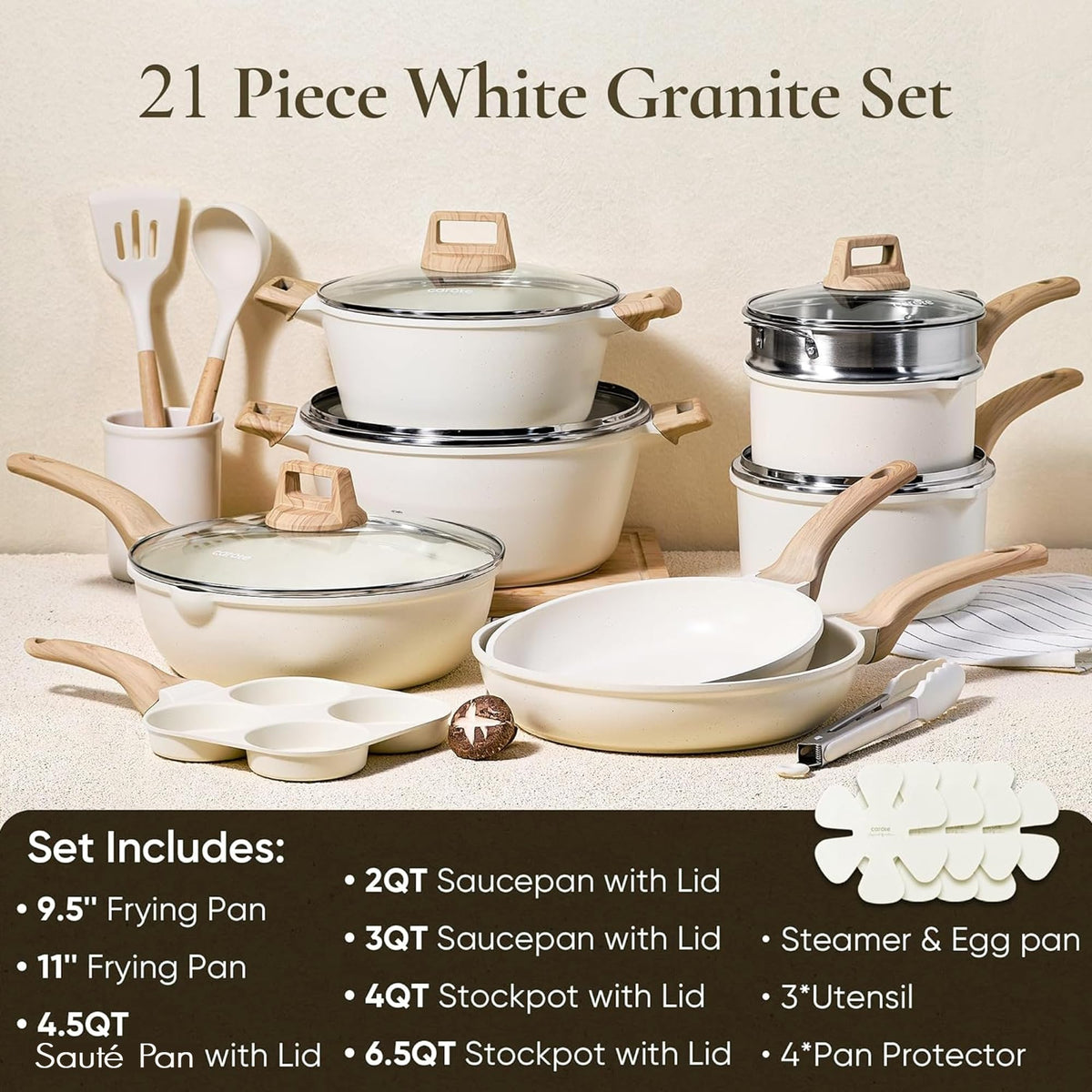 21 Pc Nonstick Cookware Set with Egg Pan M31209