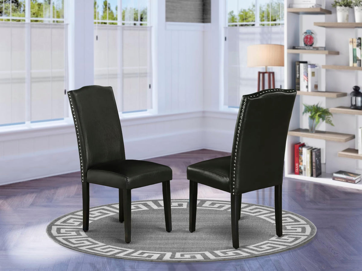 Black Faux Leather Padded Dining Chairs Set of 2 Z704