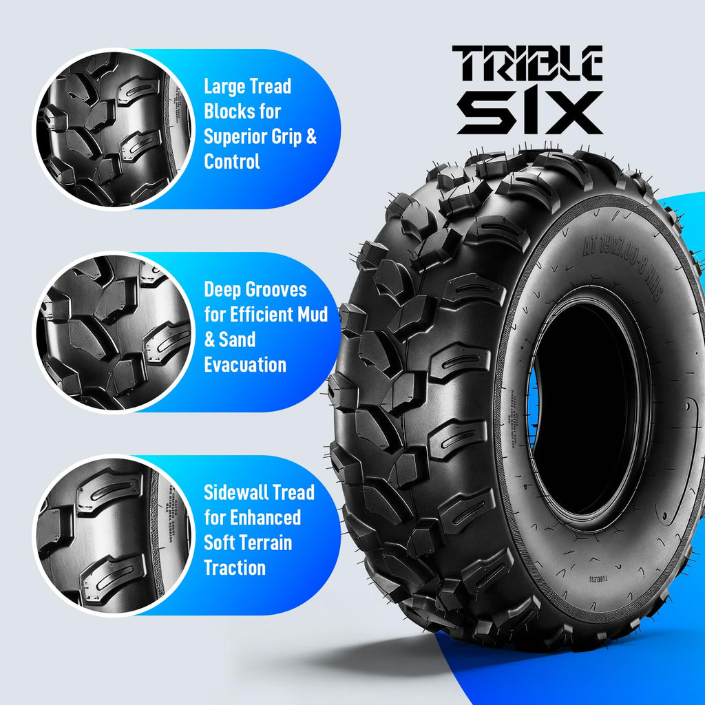 19x7-8 ATV Tires 6PR All-Terrain Tubeless Pack of 2 F50394