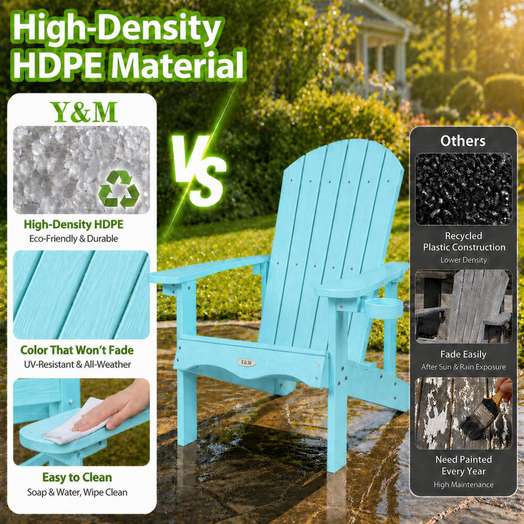 Light Blue HDPE Adirondack Chair Set of 2 with Side Table Y219210