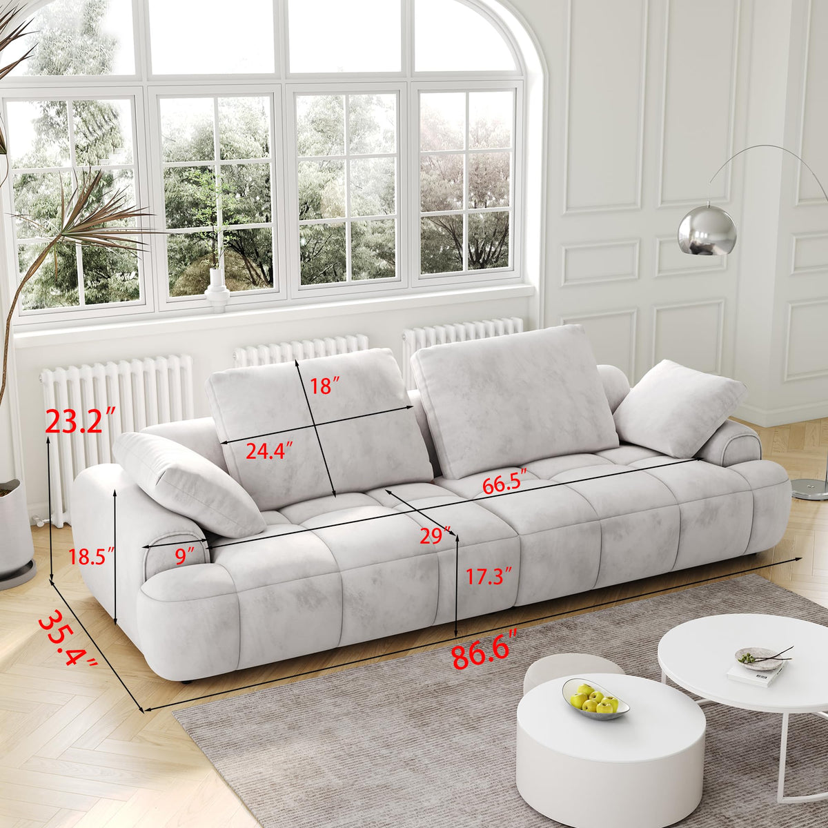 Light Gray Velvet Upholstered Sofa Bed U557