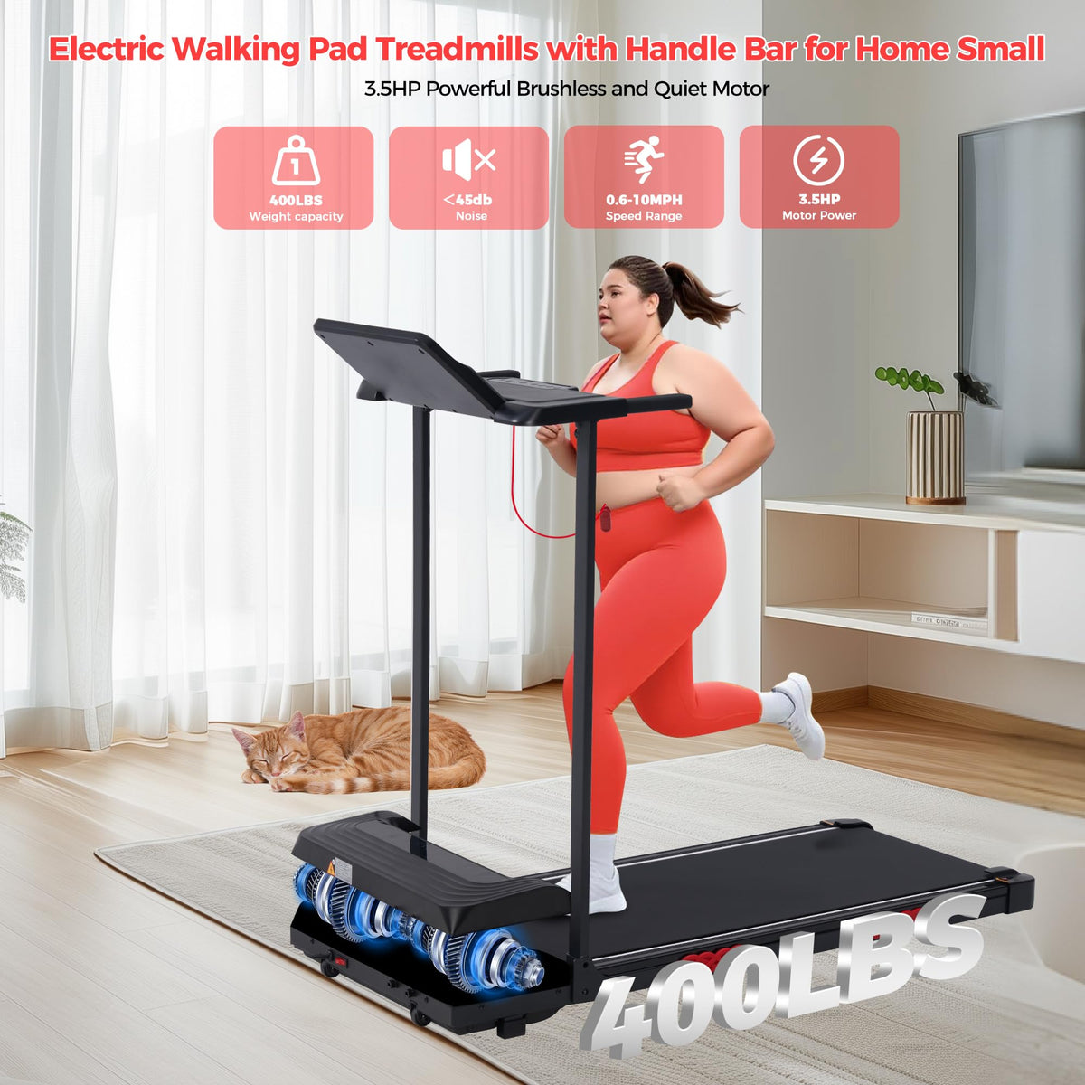 Folding Walking Pad with Handle Bar & Incline L1093