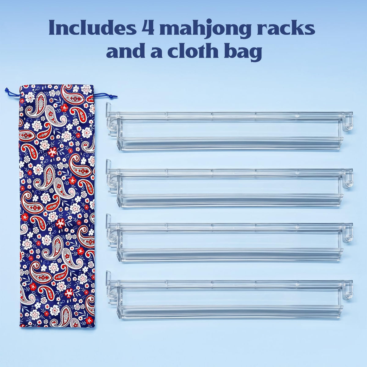 Clear Mahjong Racks with Pushers, 4-Pack Y822