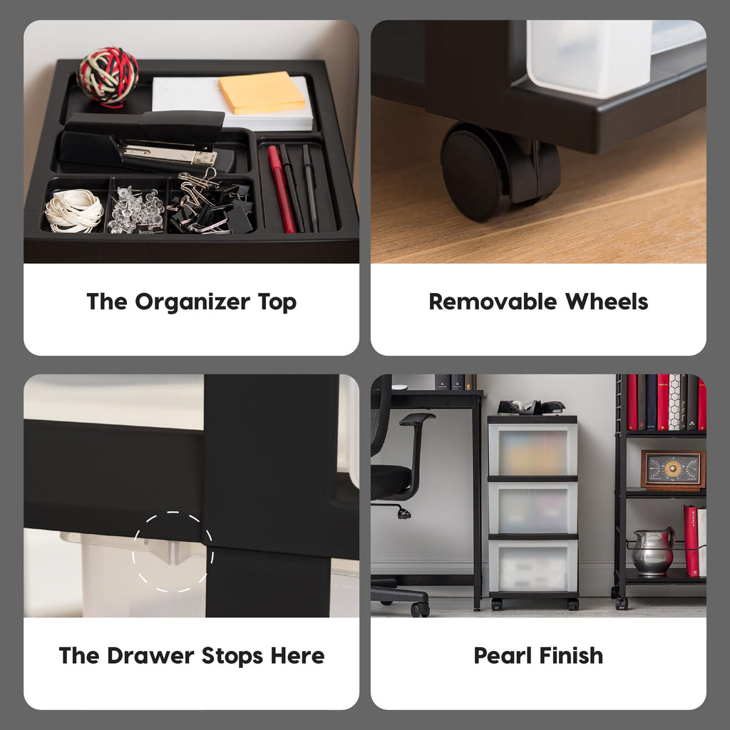 3 Drawer Rolling Storage Cart Q8577