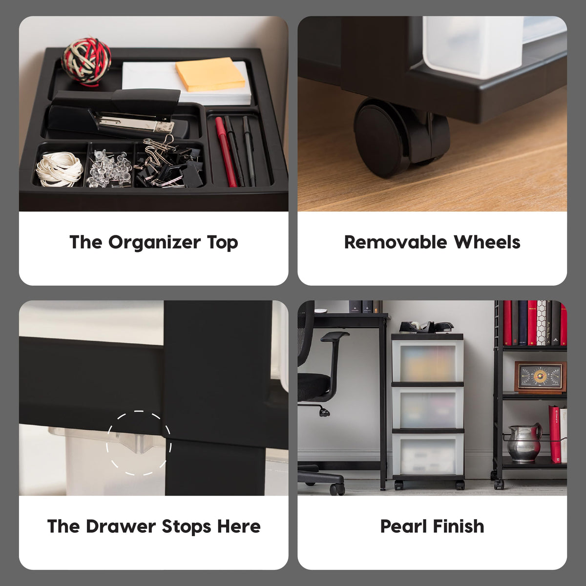 3 Drawer Rolling Storage Cart Q8577