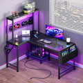 L Shaped Gaming Desk with LED Lights & Power Outlets X761799