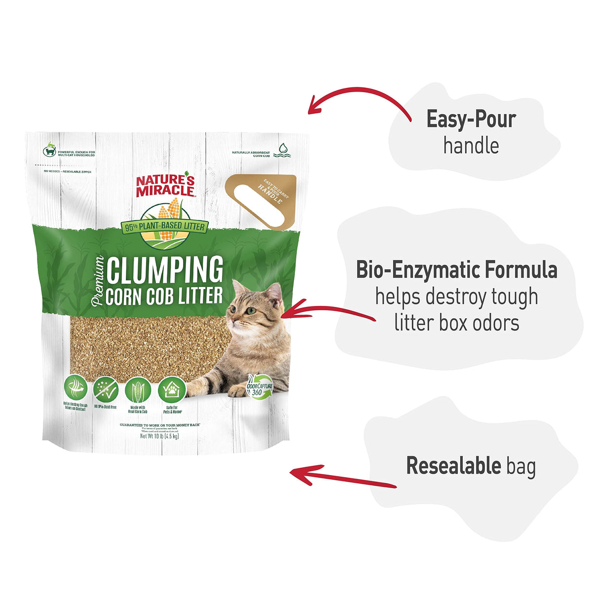 Clumping Corn Cob Cat Litter, 10 lbs N74192