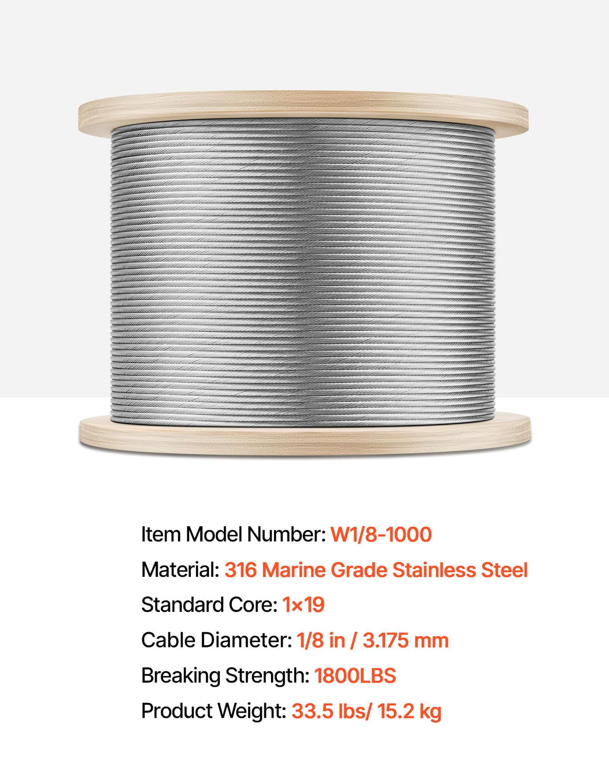 1/8 T316 Stainless Steel Cable 1000ft A6831