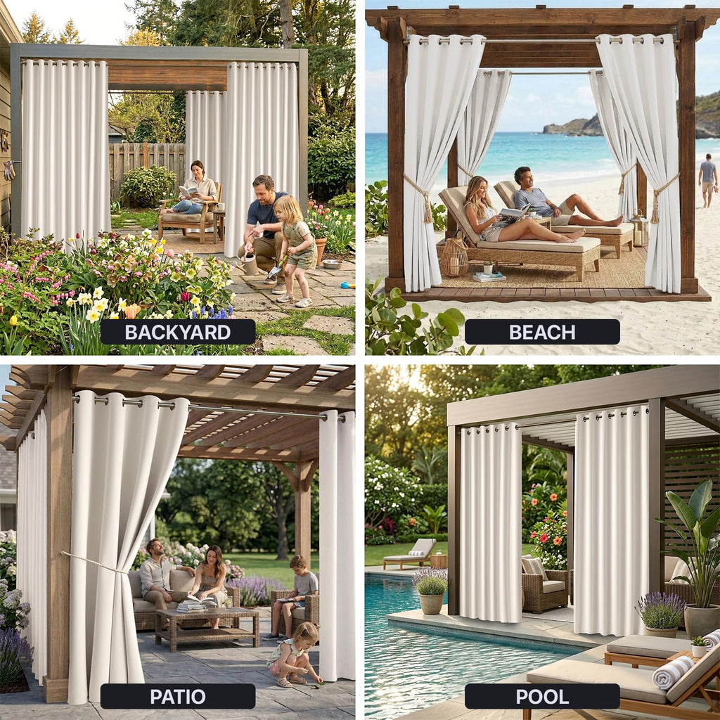 W52 x L108 Weather-resistant Grommet Top Curtains (2 Panels) T91146