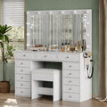 47" White Makeup Vanity with 13 Drawers and HD Mirror Z366