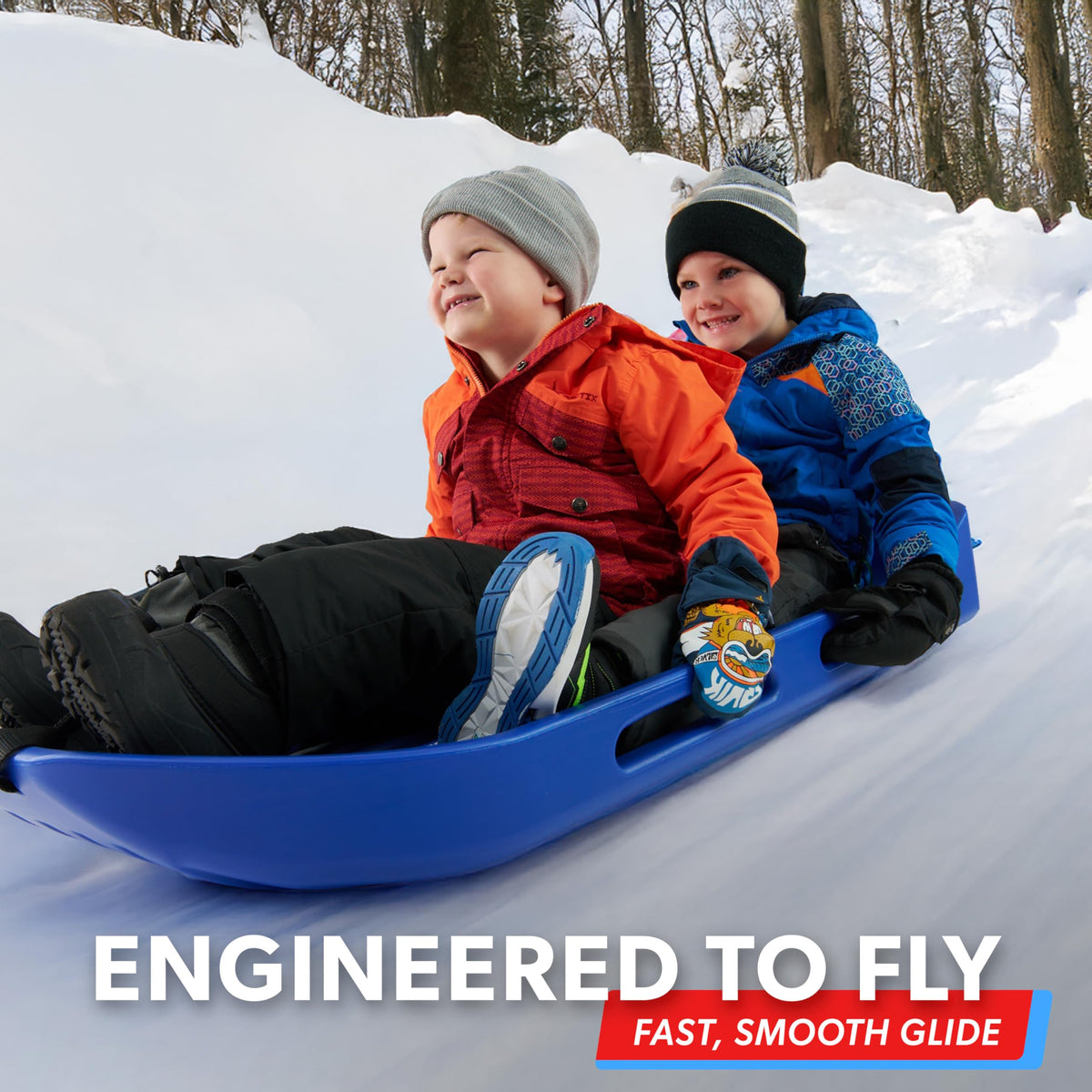 2 Person Snow Sled with Pull Strap and Padded Seat J9001