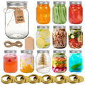 16 oz Wide Mouth Glass Mason Jars 12 Pack with Lids W91457