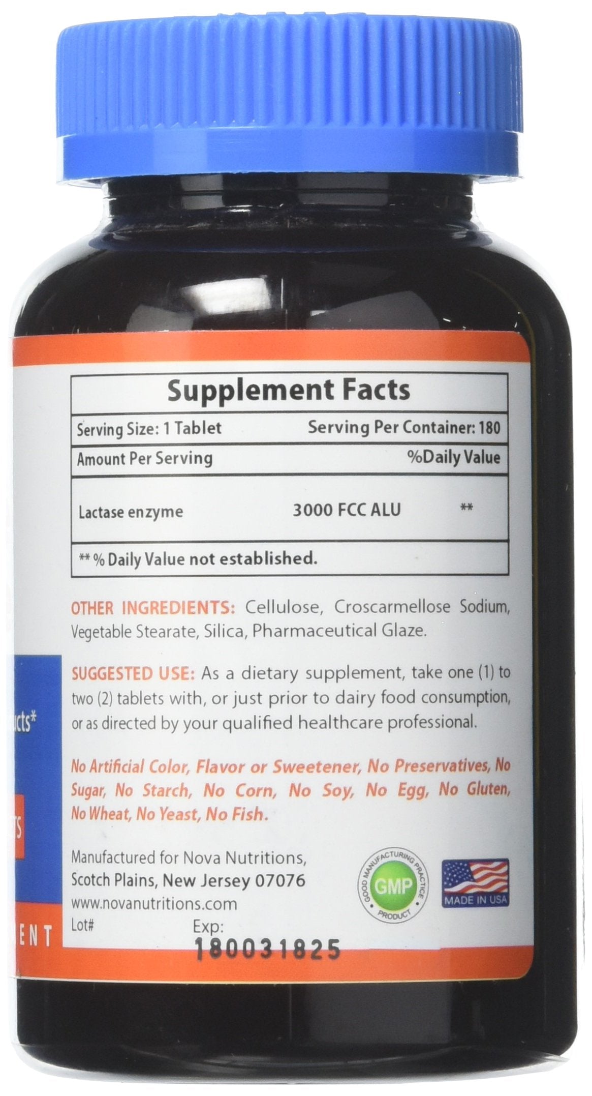 Lactase Enzyme 3000 FCC 180 Tablets V534