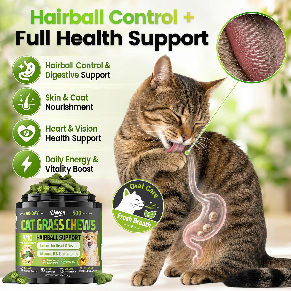 Cat Grass Treats Hairball Treatment for Cats I3173