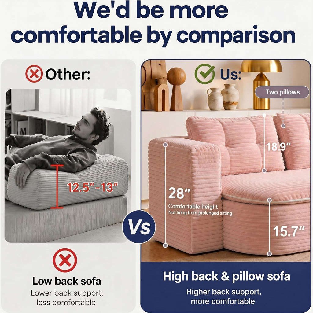 78.7" Pink Memory Foam Futon Sofa Bed D205703