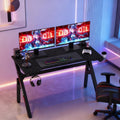 47 Inch Carbon Fiber Gaming Desk with Cup Holder and Headphone Hook X358878