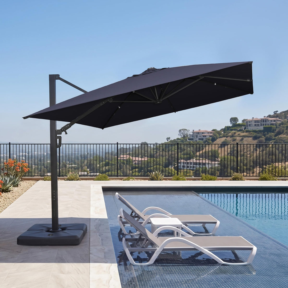 10' x 13' Navy Blue Patio Umbrella with Base F61361