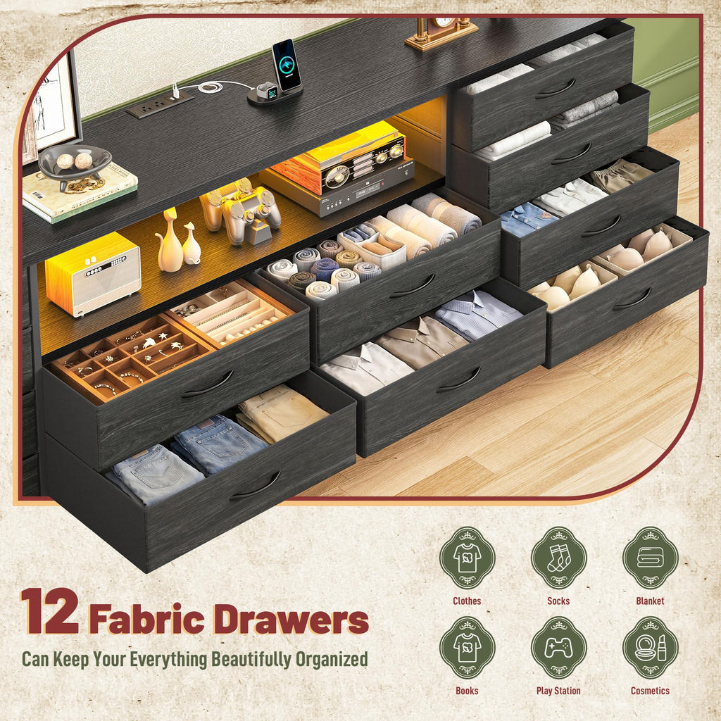 Black 12 Drawer Dresser E15866