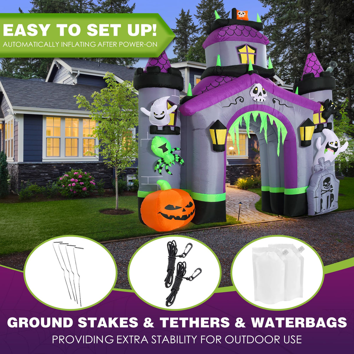 Giant 12.5 FT Halloween Inflatables Archway Outdoor Decorations R9957