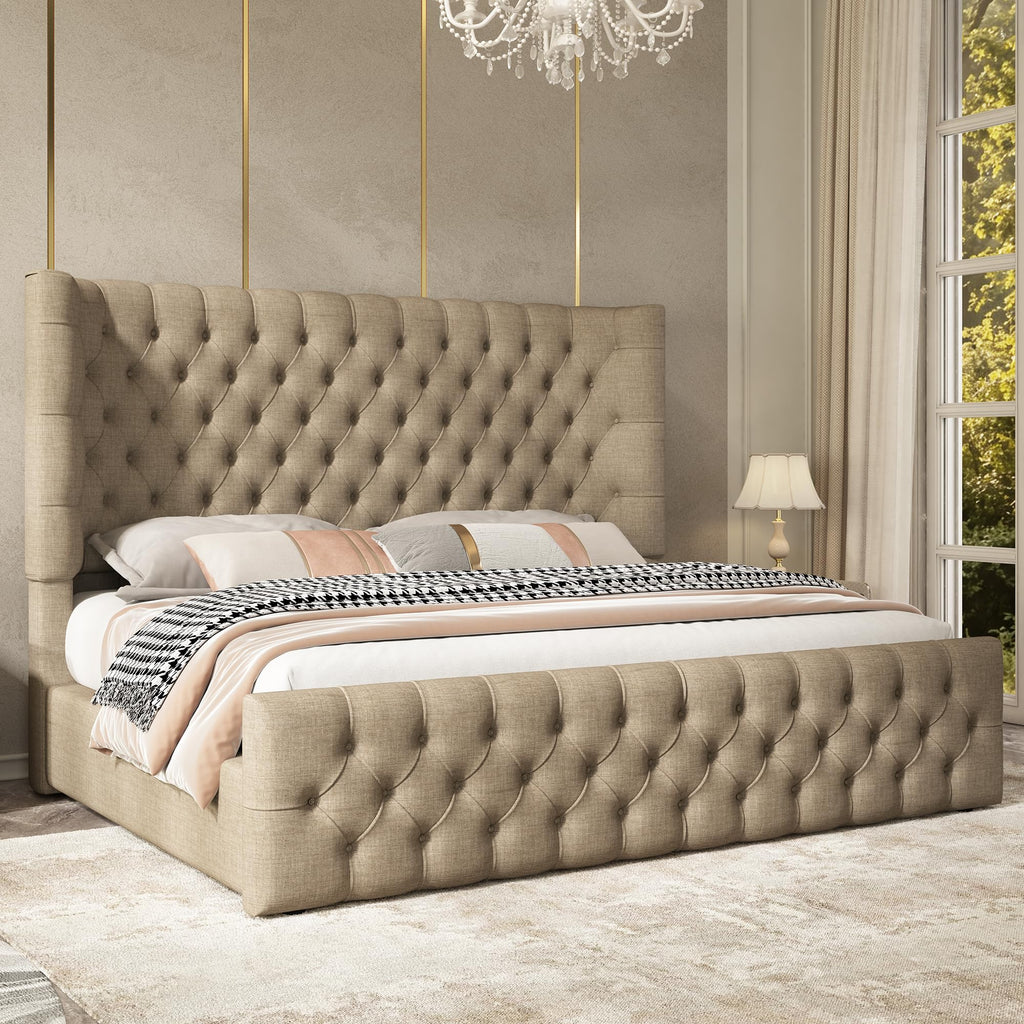 Cal King Bed Frame with Sleigh Headboard & Footboard X787