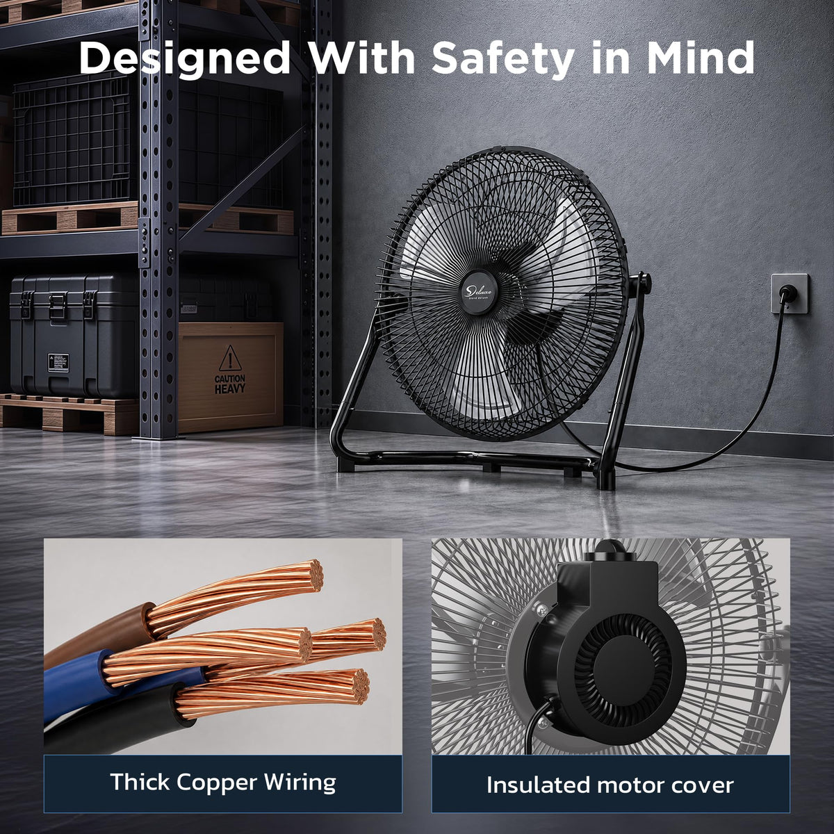 20 Inch 3-Speed High Velocity Metal Industrial Floor Fan P7388