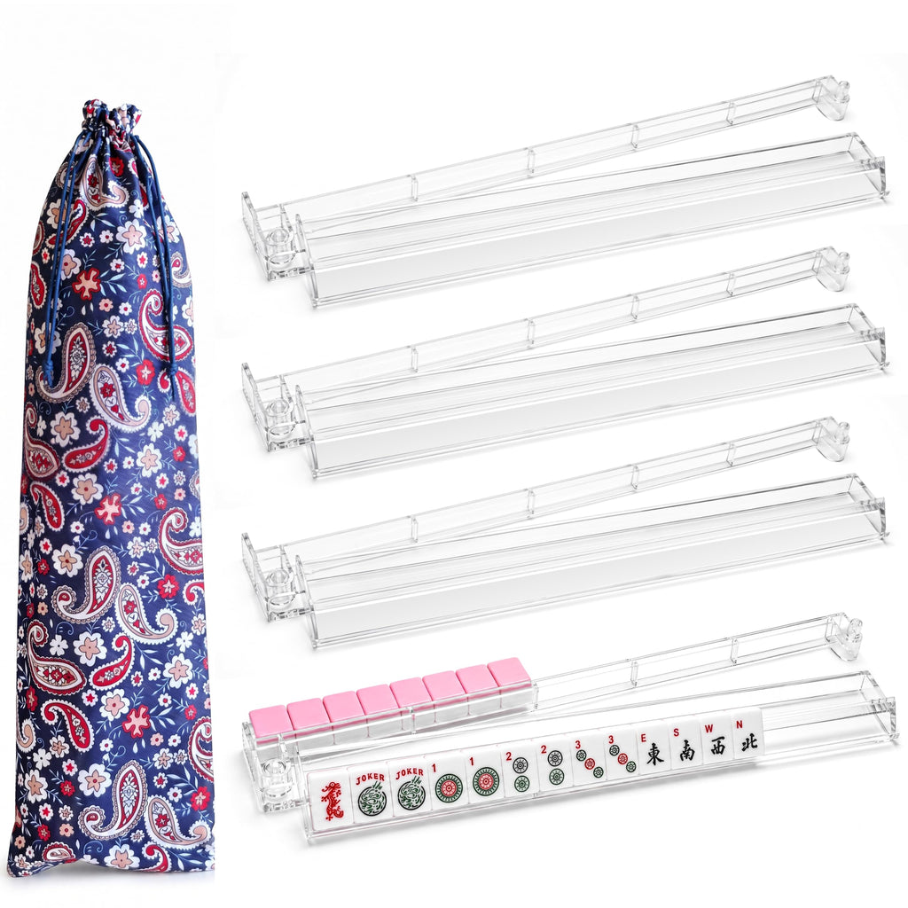 Clear Mahjong Racks with Pushers, 4-Pack Y822