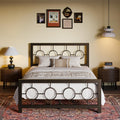 Full Size Brown Metal Bed Frame with Headboard and Footboard M71886